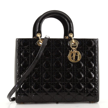 Christian Dior Lady Dior Bag Cannage Quilt Patent Large