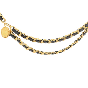 Chanel Vintage Medallion Chain Belt Metal and Leather