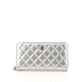 Chanel Zip Around Wallet Quilted Lambskin Long