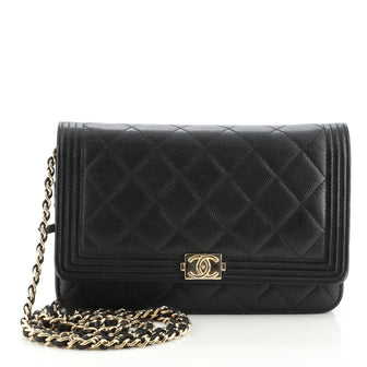 Boy Wallet on Chain Quilted Caviar