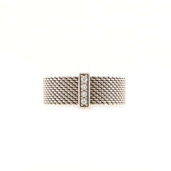Tiffany & Co. Somerset Ring Sterling Silver and Diamonds Wide