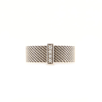 Tiffany & Co. Somerset Ring Sterling Silver and Diamonds Wide