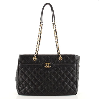 Chanel Two Tone Shopping Tote Quilted Caviar Large
