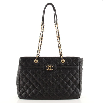 Chanel Two Tone Shopping Tote Quilted Caviar Large