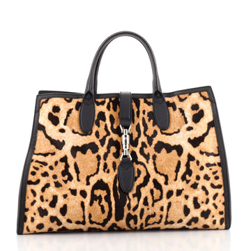 Gucci Jackie Soft Tote Printed Calf Hair Large