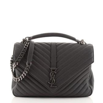 Saint Laurent Classic Monogram College Bag Matelasse Chevron Leather Large