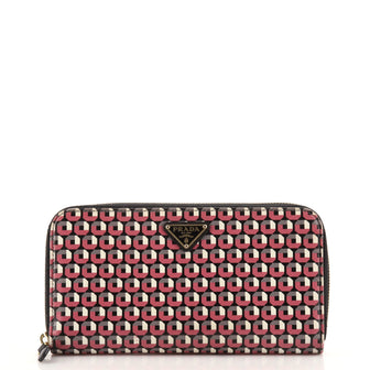 Prada Zip Around Wallet Printed Saffiano Long