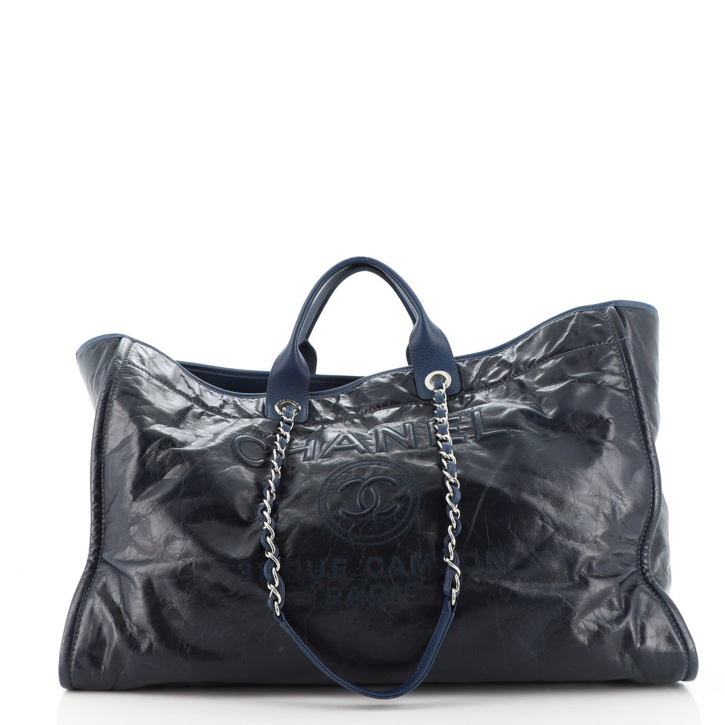 Chanel Deauville Tote Glazed Calfskin XL Blue 1151681