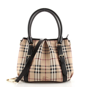 Burberry Northfield Convertible Tote Haymarket Coated Canvas Small