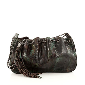 Chanel CC Tassel Drawstring Shoulder Bag Python Medium