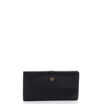 Chanel Vintage CC Button L-Yen Wallet Leather