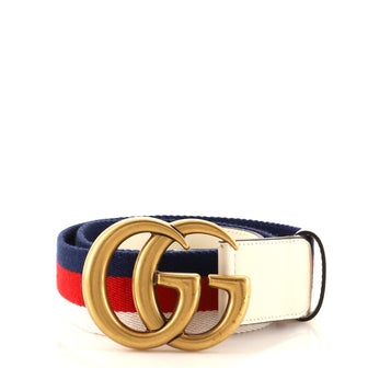 Gucci GG Marmont Web Belt Canvas and Leather Wide