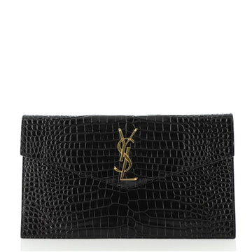 Saint Laurent Uptown Pouch Crocodile Embossed Leather