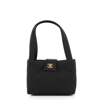 Chanel Vintage CC Lock Flap Shoulder Bag Quilted Satin Mini