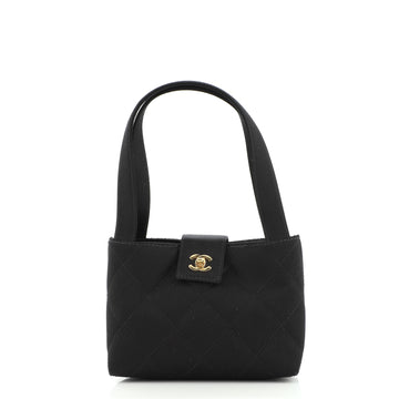 Chanel Vintage CC Lock Flap Shoulder Bag Quilted Satin Mini