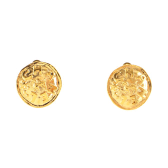 Chanel Vintage Logo Round Clip-On Earrings Metal