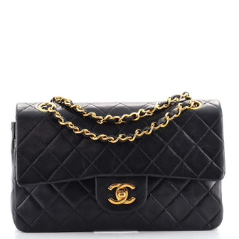 Chanel Vintage Classic Double Flap Bag Quilted Lambskin Small