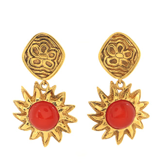 Chanel Vintage Sun Drop Clip-On Earrings Metal with Resin