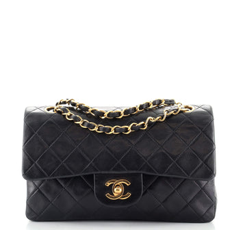 Chanel Vintage Classic Double Flap Bag Quilted Lambskin Small