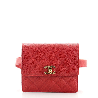 Chanel Vintage CC Flap Waist Bag Quilted Caviar Small