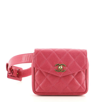 Chanel Vintage CC Flap Waist Bag Quilted Caviar Small