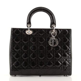 Christian Dior Lady Dior Bag Cannage Quilt Patent Large