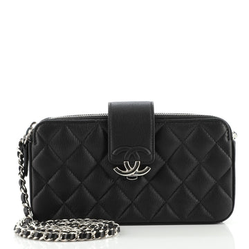 Chanel CC Box Double Zip Clutch with Chain Quilted Calfskin