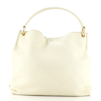 Prada Logo Hobo Embossed Vitello Daino Medium