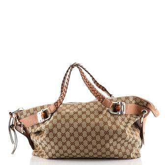 Gucci Bamboo Bar Shoulder Bag GG Canvas Medium