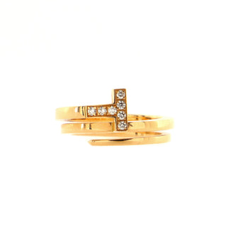 Tiffany & Co. T Square Wrap Ring 18K Rose Gold with Diamonds