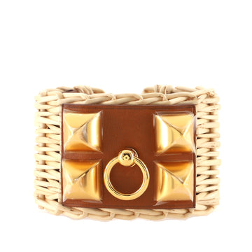 Hermes Medor Picnic Cuff Bracelet Wicker and Leather