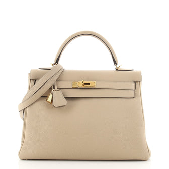 Hermes Kelly Handbag Light Togo with Gold Hardware 32