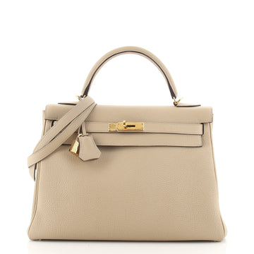 Hermes Kelly Handbag Light Togo with Gold Hardware 32