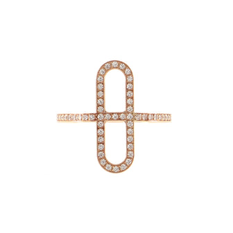 Hermes Ever Chaine d'Ancre Ring 18K Rose Gold and Diamonds Small