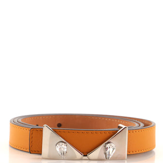 Fendi Monster Eyes Belt Leather with Crystal Embellished Metal Thin