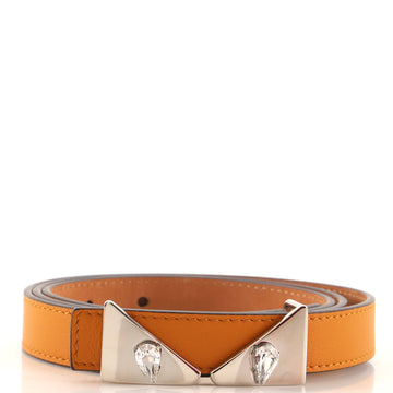 Fendi Monster Eyes Belt Leather with Crystal Embellished Metal Thin