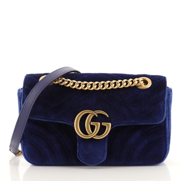 Gucci GG Marmont Flap Bag Matelasse Velvet Mini