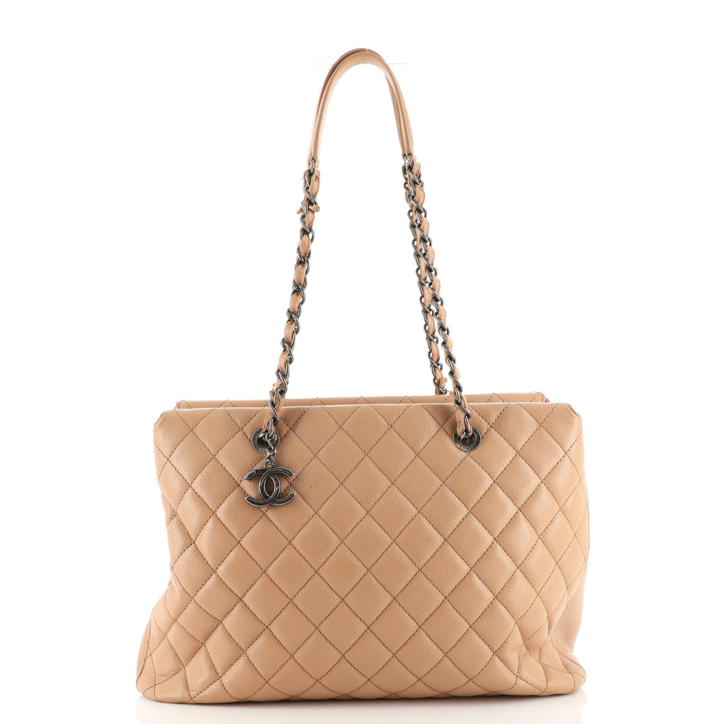 CHANEL Caviar Quilted Large City Shopping Tote Beige 1289659