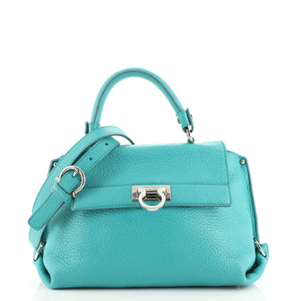 Salvatore Ferragamo Sofia Satchel Pebbled Leather Medium