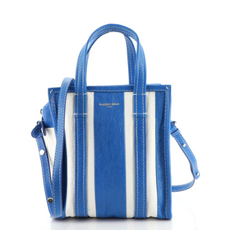Balenciaga Bazar Convertible Tote Striped Leather XS