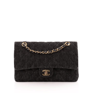 Chanel Vintage Classic Double Flap Bag Quilted Denim Medium