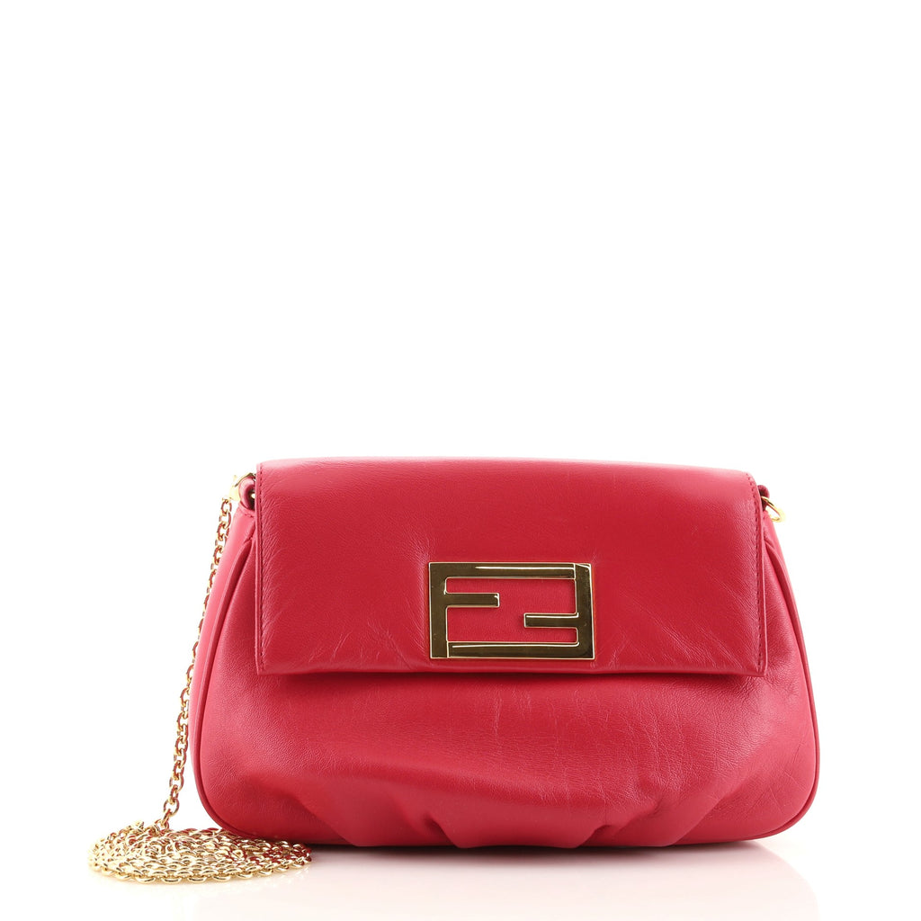 Fendi Red Leather Fendista Pochette Crossbody Bag Fendi