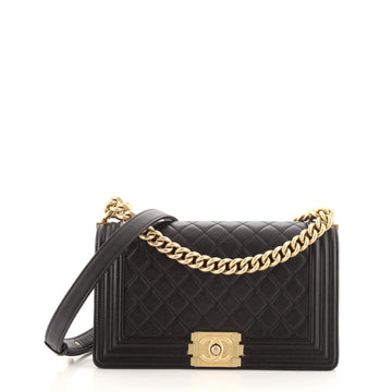 Chanel Boy Flap Bag Quilted Caviar Old Medium