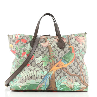 Gucci Convertible Soft Tote Tian Print GG Coated Canvas Medium