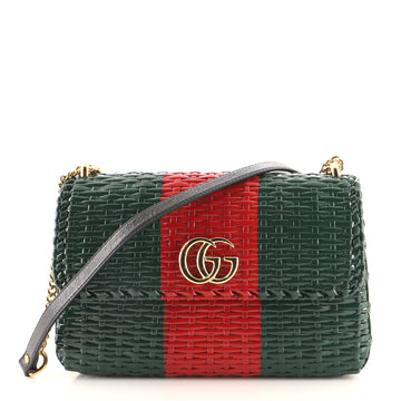 Gucci Cestino Flap Shoulder Bag Wicker Small