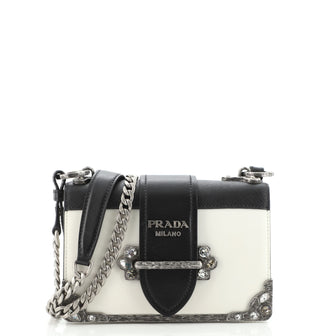 Prada Cahier Chain Crossbody Bag City Calf and Saffiano Small