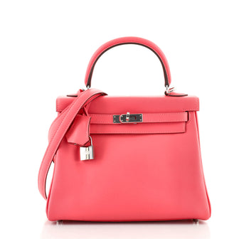 Hermes Kelly Handbag Pink Swift with Palladium Hardware 25