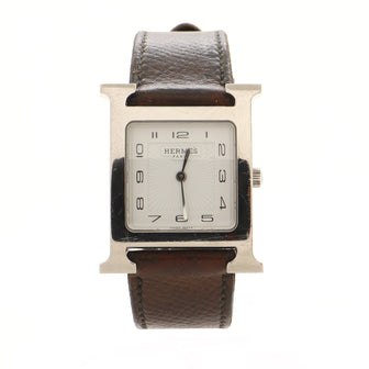 Hermes Heure H Quartz Watch Stainless Steel and Leather 26