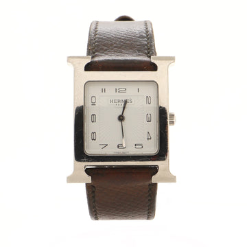 Hermes Heure H Quartz Watch Stainless Steel and Leather 26