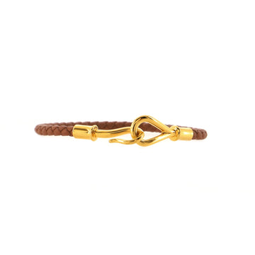 Hermes Jumbo Hook Bracelet Braided Leather and Metal